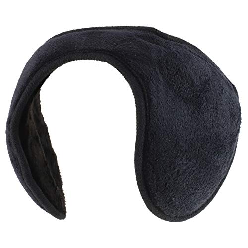 Trendy Apparel Shop Fleece Fur Lined Adjustable Therma Earmuff - Black