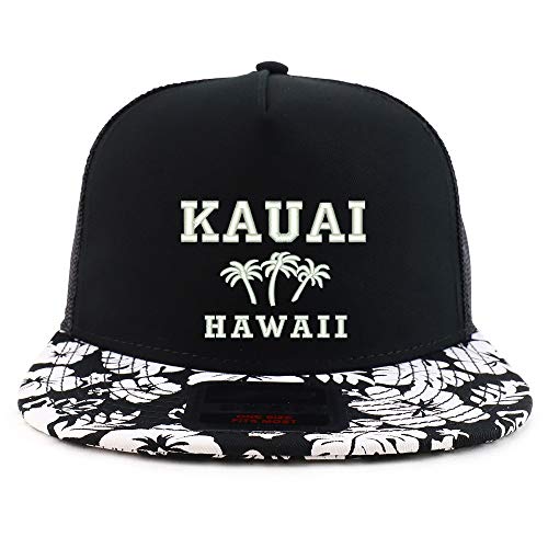 Trendy Apparel Shop Kauai Hawaii Embroidered Floral Bill Mesh Snapback Cap