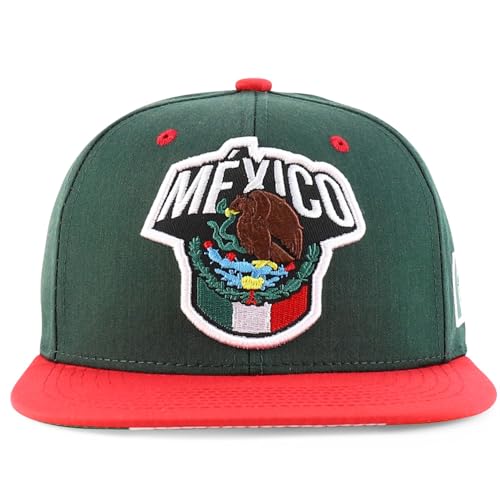 Trendy Apparel Shop 6 Panel Structured Mexico Eagle Flat Bill Snapback Baseball Cap