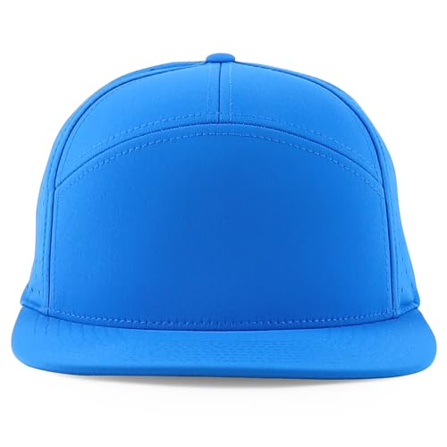 Trendy Apparel Shop Water Resistant UPF 50+ Performance 7 Panel Flatbill Snapback Cap