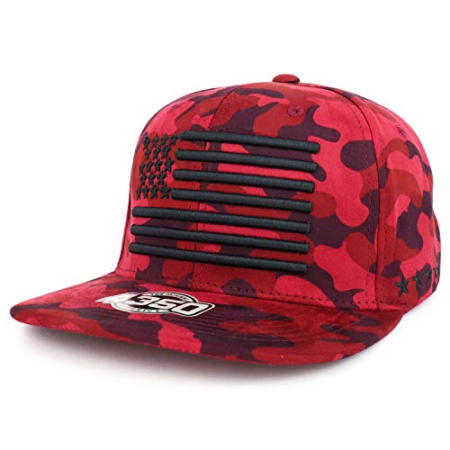 Trendy Apparel Shop USA Flag Embroidered Suede Camouflage Flatbill Snapback Cap