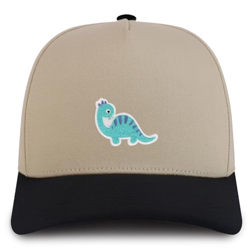 Trendy Apparel Shop Brontosaurus Dinosaurus Patch Cotton 5 Panel Structured Snapback Cap