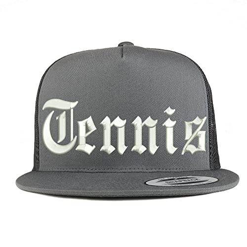 Trendy Apparel Shop Old English Tennis 5 Panel Flatbill Trucker Cap