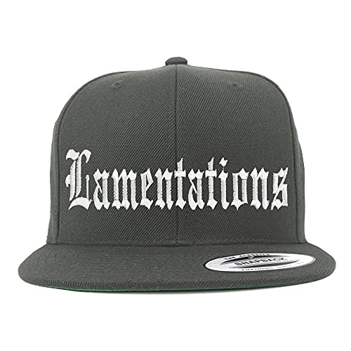 Trendy Apparel Shop Lamentations Old English Embroidered Flatbill Snapback