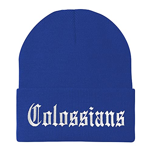 Trendy Apparel Shop Colossians Old English Embroidered Long Cuff Beanie