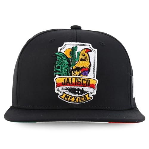 Trendy Apparel Shop Cities of Mexico with Rooster Embroidered Flatbill Snapback Cap