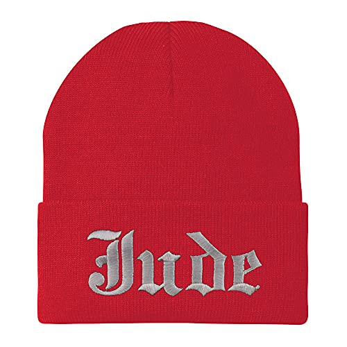 Trendy Apparel Shop Jude Old English Embroidered Long Cuff Beanie