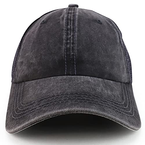 Trendy Apparel Shop Pigment Dyed Front Mesh Back Unstructured Trucker Ball Cap