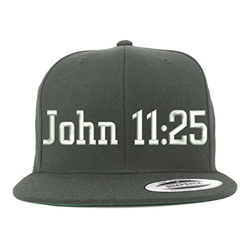 Trendy Apparel Shop John 11:25 Embroidered Flatbill Snapback
