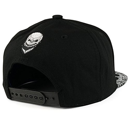 Trendy Apparel Shop Skull Bandana Embroidered Snapback with Paisley Print Flatbill Cap