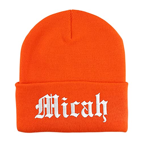 Trendy Apparel Shop Micah Old English Embroidered Long Cuff Beanie