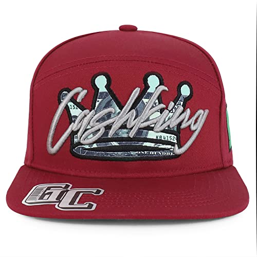 Trendy Apparel Shop Crown Cash King Embroidered Flatbill Snapback Cap
