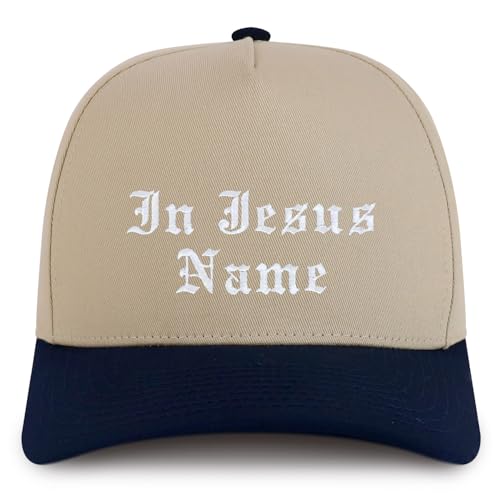 Trendy Apparel Shop in Jesus Name Embroidered 5 Panel Structured Baseball Cap