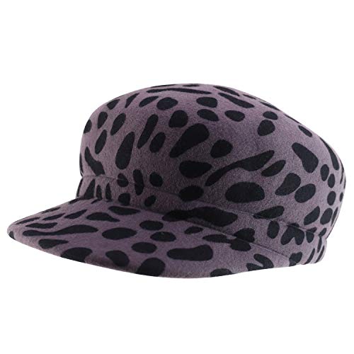 Trendy Apparel Shop Leopard Animal Printed Wool Felt Cadet Cabbie Newsboy Cap