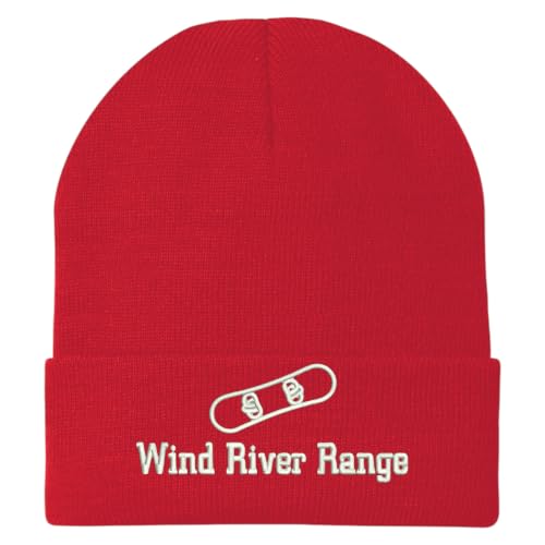 Trendy Apparel Shop Wind River Range Snowboard Logo Embroidered Long Cuff Beanie