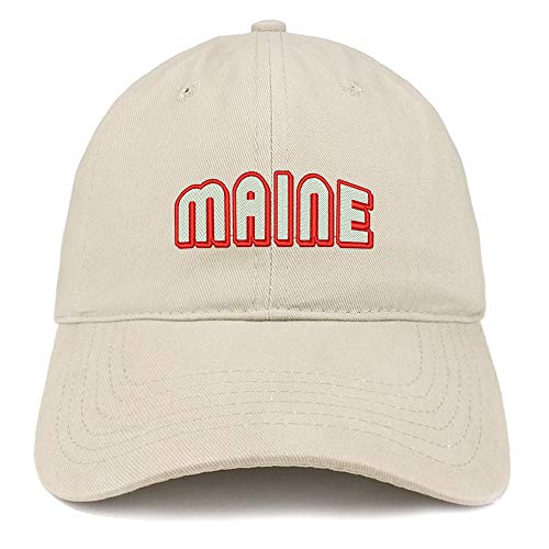 Trendy Apparel Shop Maine Bold Text Embroidered Soft Crown 100% Brushed Cotton Cap