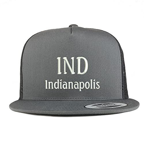 Trendy Apparel Shop IND Indianapolis Embroidered 5 Panel Flatbill Trucker Cap