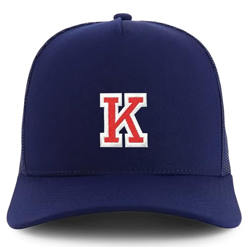 Trendy Apparel Shop Letter K Varsity Font 5 Panel Structured Trucker Cap