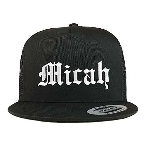 Trendy Apparel Shop Micah Old English 5 Panel Flatbill Trucker Cap