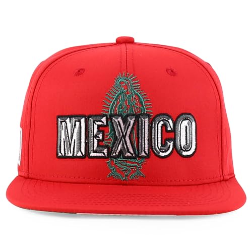 Trendy Apparel Shop Mexico Guadalupe Embroidered Flat Bill Snapback Cap
