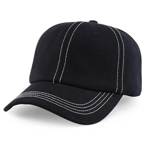 Trendy Apparel Shop XXL Oversize Unstructured Washed Cotton Ball Cap with White Stitching
