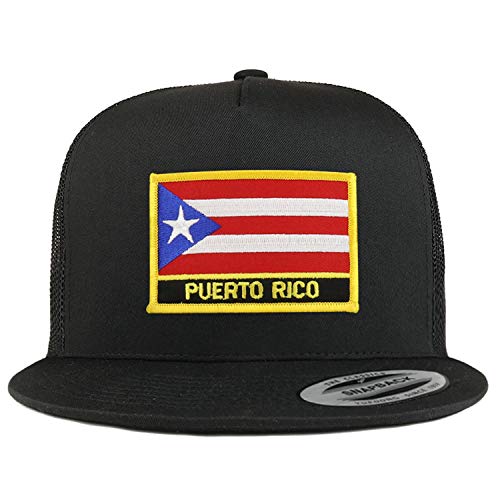 Trendy Apparel Shop Flexfit XXL Puerto Rico Flag 5 Panel Flatbill Trucker Mesh Snapback Cap