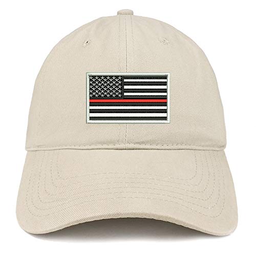 Trendy Apparel Shop US American Flag Thin Red Embroidered Soft Cotton Cap