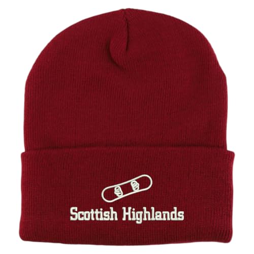 Trendy Apparel Shop Scottish Highlands Snowboard Logo Embroidered Long Cuff Beanie