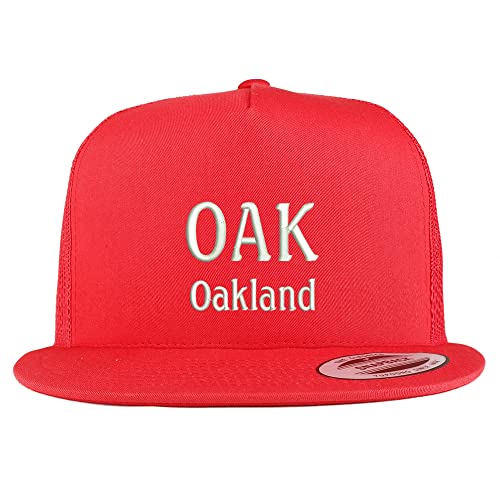 Trendy Apparel Shop Oak Oakland Embroidered 5 Panel Flatbill Trucker Cap