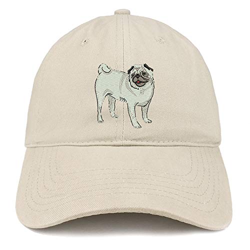 Trendy Apparel Shop Pug Dog Embroidered Unstructured Cotton Dad Hat