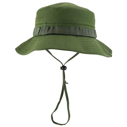 Trendy Apparel Shop Outdoor Cotton Boonie Bucket Hat with Chin String