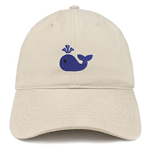 Trendy Apparel Shop Blue Whale Embroidered Soft Crown 100% Brushed Cotton Cap