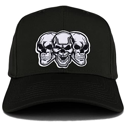 Trendy Apparel Shop Three Skulls Patch Structured Baseball Cap