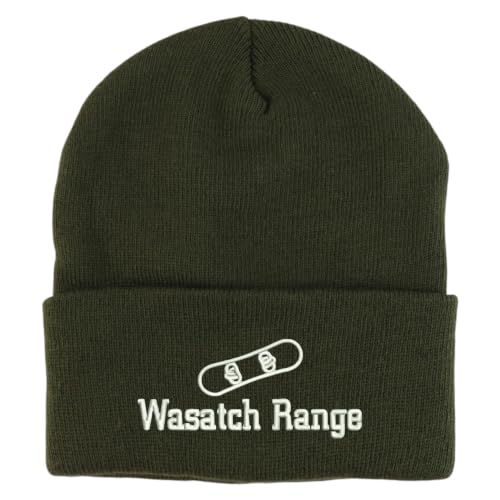 Trendy Apparel Shop Wasatch Range Snowboard Logo Embroidered Long Cuff Beanie