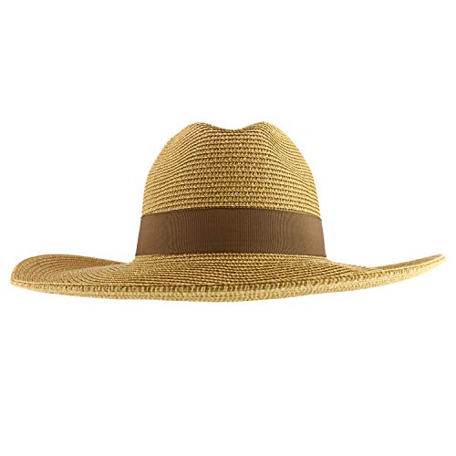 Trendy Apparel Shop Women's Fedora Crown Ribbon Band Wide Brim Sun Hat