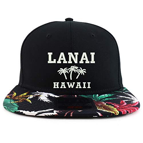 Trendy Apparel Shop Lanai Hawaii Embroidered Floral Flatbill Snapback Cap