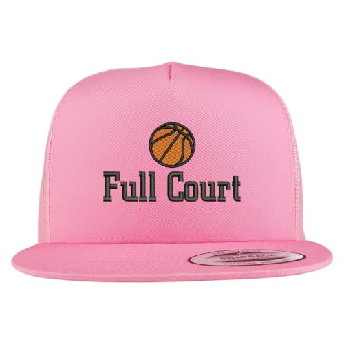 Trendy Apparel Shop Basketball Full Court Embroidered 5 Panel Flatbill Trucker Mesh Cap