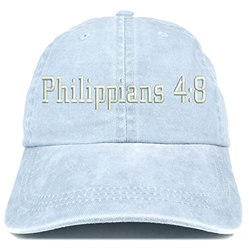 Trendy Apparel Shop Philippians 4:8 Washed Pigment Dyed Baseball Cap