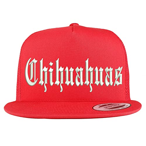 Trendy Apparel Shop Old English Chihuahuas 5 Panel Flatbill Trucker Cap