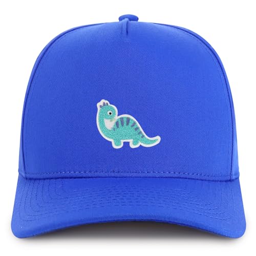 Trendy Apparel Shop Brontosaurus Dinosaurus Patch Cotton 5 Panel Structured Snapback Cap