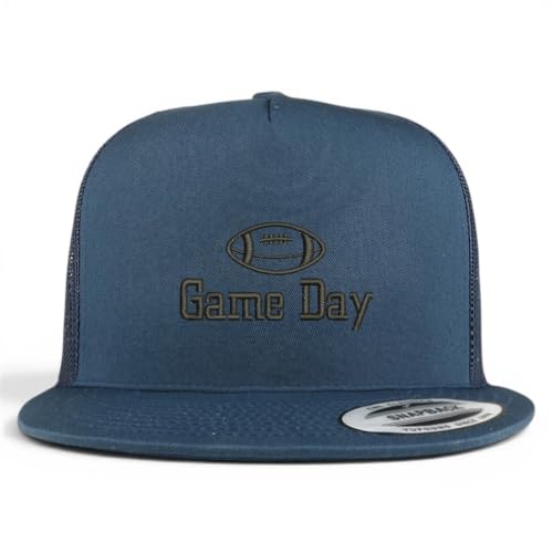 Trendy Apparel Shop Football Game Day Embroidered 5 Panel Flatbill Trucker Mesh Cap