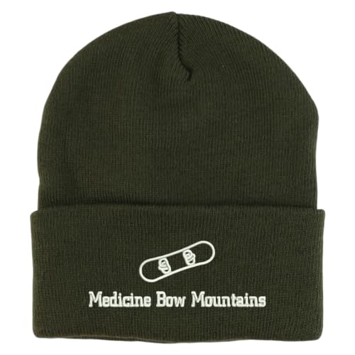 Trendy Apparel Shop Medicine Bow Mountains Snowboard Logo Embroidered Long Cuff Beanie