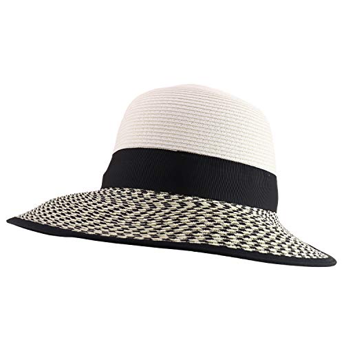 Trendy Apparel Shop UPF 50+ Women's Paper Braid Unbalanced Brim Sun Hat