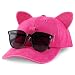 Trendy Apparel Shop Washed Cotton Cat Ear Baseball Cap with Sunglasses Holder