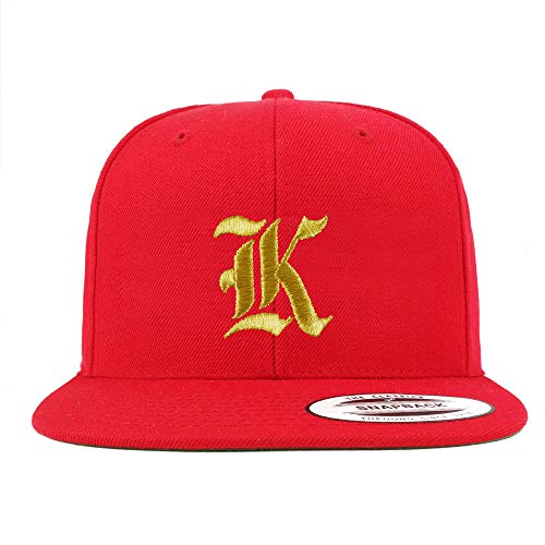 Trendy Apparel Shop Old English Gold K Embroidered Snapback Flatbill Baseball Cap