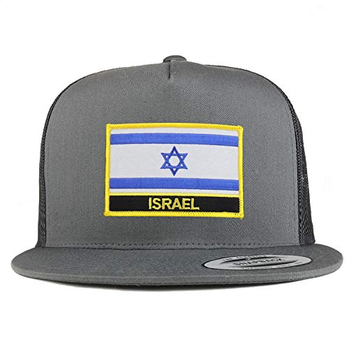 Trendy Apparel Shop Flexfit XXL Israel Flag 5 Panel Flatbill Trucker Mesh Snapback Cap