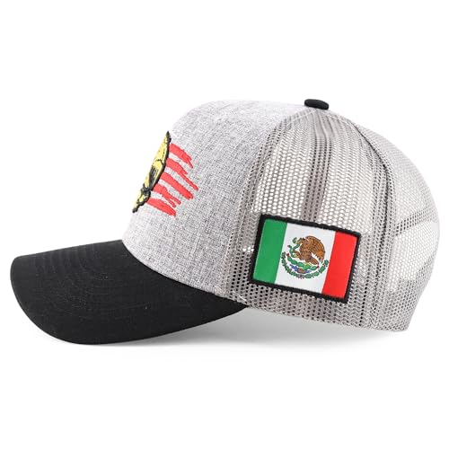 Trendy Apparel Shop Eagle Mexican American Flag 3D Embroidered Curved Bill Trucker Cap
