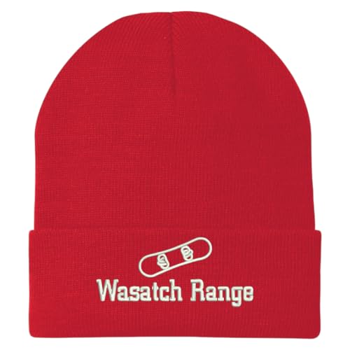 Trendy Apparel Shop Wasatch Range Snowboard Logo Embroidered Long Cuff Beanie
