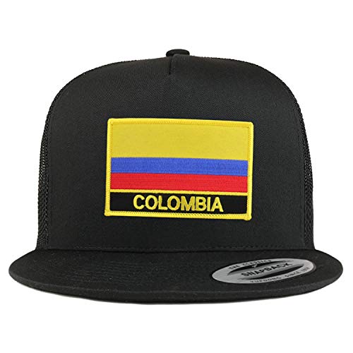 Trendy Apparel Shop Flexfit XXL Colombia Flag 5 Panel Flatbill Trucker Mesh Snapback Cap