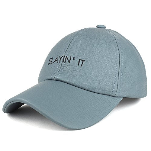 Trendy Apparel Shop PU Leather Slayin' It Embroidered Unstructured Soft Baseball Cap